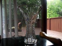 Huge 12 Vase HOUSE OF WATERFORD Lead Crystal Glass signed Rare Melissa cut
