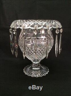 Huge Antique Pairpoint Glass Luster Vase Raise Diamond ABP Cut Polished Crystal