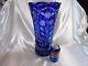 Huge Blue Cut To Clear Vase # 23616