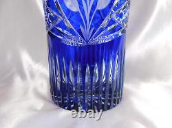 Huge Blue Cut to Clear Vase # 23616