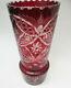 Huge Bohemian Vase Lead Crystal Cut To Clear Outstanding Red Colour Very Beauti