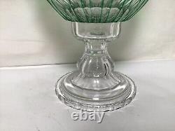 II83 Large Hungary Green Hand Cut Crystal Vase Bright Colors And Beautiful