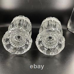 Imperial Crystal 24% Lead 9.5 Vase PAIR From Slovakia Cut & Frosted Border