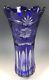 Imperilux Cobalt Blue 24% Lead Cut To Clear Crystal Vase #2