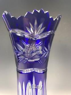 Imperilux Cobalt Blue 24% Lead Cut to Clear Crystal Vase #2