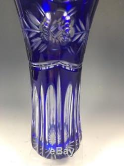 Imperilux Cobalt Blue 24% Lead Cut to Clear Crystal Vase #2