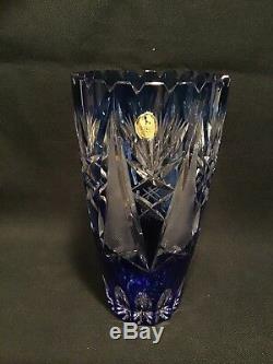 Incredible Imperial Faberge Cobalt Blue Cut Crystal Vase 8 1/2