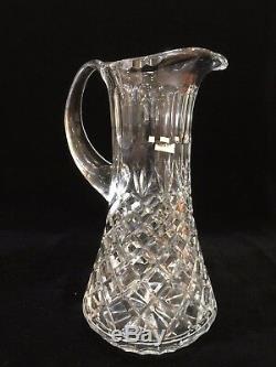 Irena Poland Crystal Pitcher Vase with Diamond Cut 24% Lead Hand Cut, 10 1/2 Tall