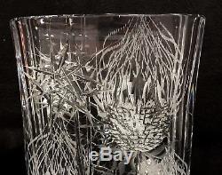 JOSEF SVARC Podebrady BOHEMIAN CZECH Cut Crystal Vase THISTLE Svetla nad Sazavou