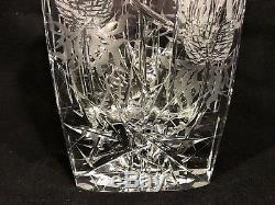 JOSEF SVARC Podebrady BOHEMIAN CZECH Cut Crystal Vase THISTLE Svetla nad Sazavou