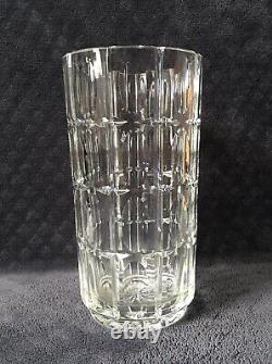Japanese Hand Cut Lead Crystal Art Glass Faceted Cylindrical Vase SIGNED