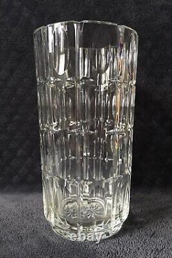 Japanese Hand Cut Lead Crystal Art Glass Faceted Cylindrical Vase SIGNED