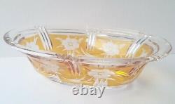 Josephinenhütte Bowl/Vase Flowers Crystal Glas Hand Cut Um 1930 L793