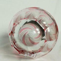 Kagami Crystal Red Faceted Vase, Saint-Clair