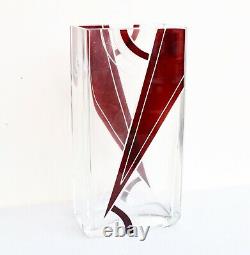 Karl Palda Art Deco Geometric Bohemian Enamel Cut Crystal Vase Bergdorf Goodman