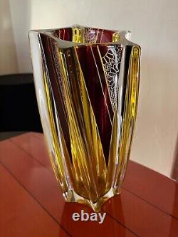 Karl Palda Art Deco crystal cut Czech glass vase