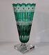 Large Ajka Or Caesar Emerald Green Lead Crystal Vase, Wonderful