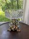 L & L Wmc Crystal Swiveling Cut Glass Compote/bowl With Brass Base And Crystals