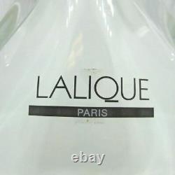 Lalique Paris Clear Heavy Thick Cut Crystal Vase with Frosted Leaves Detail
