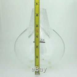 Lalique Paris Clear Heavy Thick Cut Crystal Vase with Frosted Leaves Detail