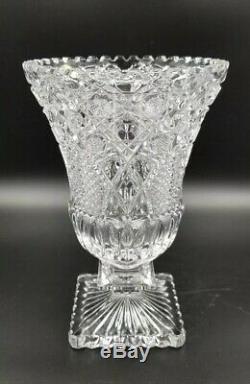 Large 10 1/4 Brilliant Cut Glass Pedestal Vase By Monarch West Germany 29