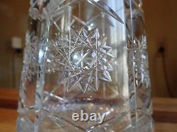Large 15 Brilliant Cut Crystal Vase Free Blown Glass Hobstar Trophy Award