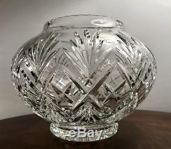 Large 8 x 9 Vintage Cut Crystal Glass Footed Rose Bowl Vase Centerpiece Urn