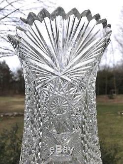 Large ABP Dorflinger Cut Glass Crystal Vase 18