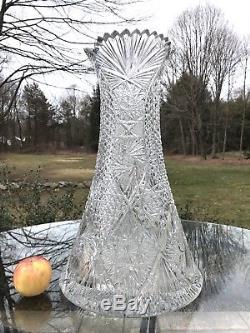 Large ABP Dorflinger Cut Glass Crystal Vase 18
