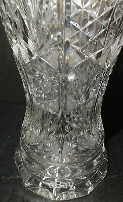 Large Antique ABP American Brilliant Deep Cut Crystal Vase Art Nouveau 14