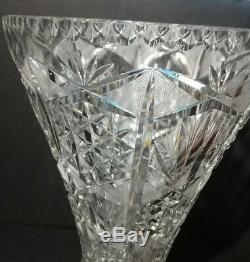 Large Antique ABP American Brilliant Deep Cut Crystal Vase Art Nouveau 14