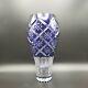 Large Blue Cut To Clear Crystal Vase Edo Kiriko Style Heavy 4 Pounds 9.7 Ounce