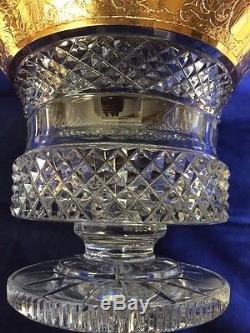 Large Bohemian Crystal Cut Vase with Gilt Gold Cameo Frieze, Possibly Moser
