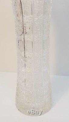 Large Bohemian Czech Crystal Hand Cut Art Glass Queenlace Vase Starburst 24% PbO