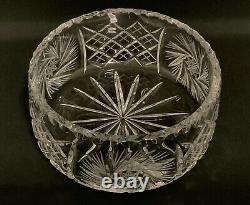 Large Bohemian Lead Crystal Pinwheel Star Cut Glass Salad / Fruit Trifle Bowl