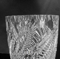Large Crystal Vase Leaf Pattern Cut Glass