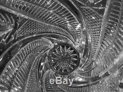 Large Crystal Vase Leaf Pattern Cut Glass