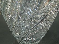 Large Crystal Vase Leaf Pattern Cut Glass