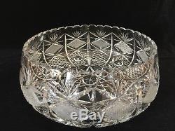 Large Cut Crystal Fruit Vase Bowl, 10 Diameter, 11 Widest, 4 1/2 High, 8 Lbs