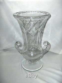 Large Cut Glass Hand Blown Crystal Vase, Grecian Urn