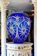 Large Cut To Clear Crystal Cobalt Imperial Blue Bohemian Vase
