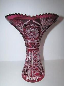Large Cut to Clear Crystal Vase 1108