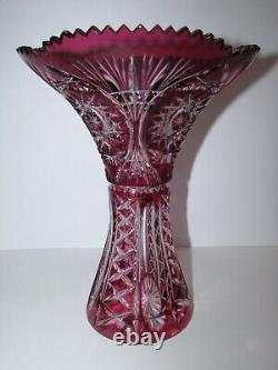 Large Cut to Clear Crystal Vase 1108