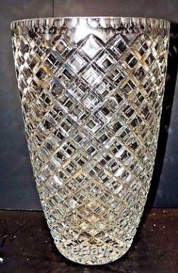 Large Czech Republic crystal cross cut vase