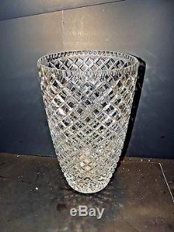 Large Czech Republic crystal cross cut vase