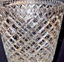 Large Czech Republic crystal cross cut vase