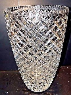 Large Czech Republic crystal cross cut vase