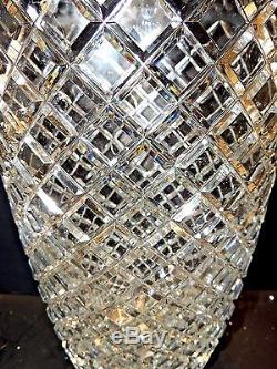 Large Czech Republic crystal cross cut vase