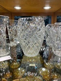 Large Diamond Cut Crystal Vintage Vase