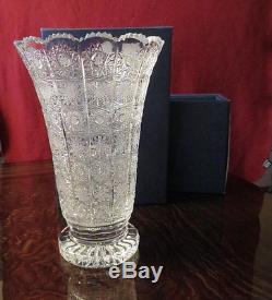 Large Gorgeous Czech Bohemian Hand Cut Crystal Glass Vase Brand New! Ev